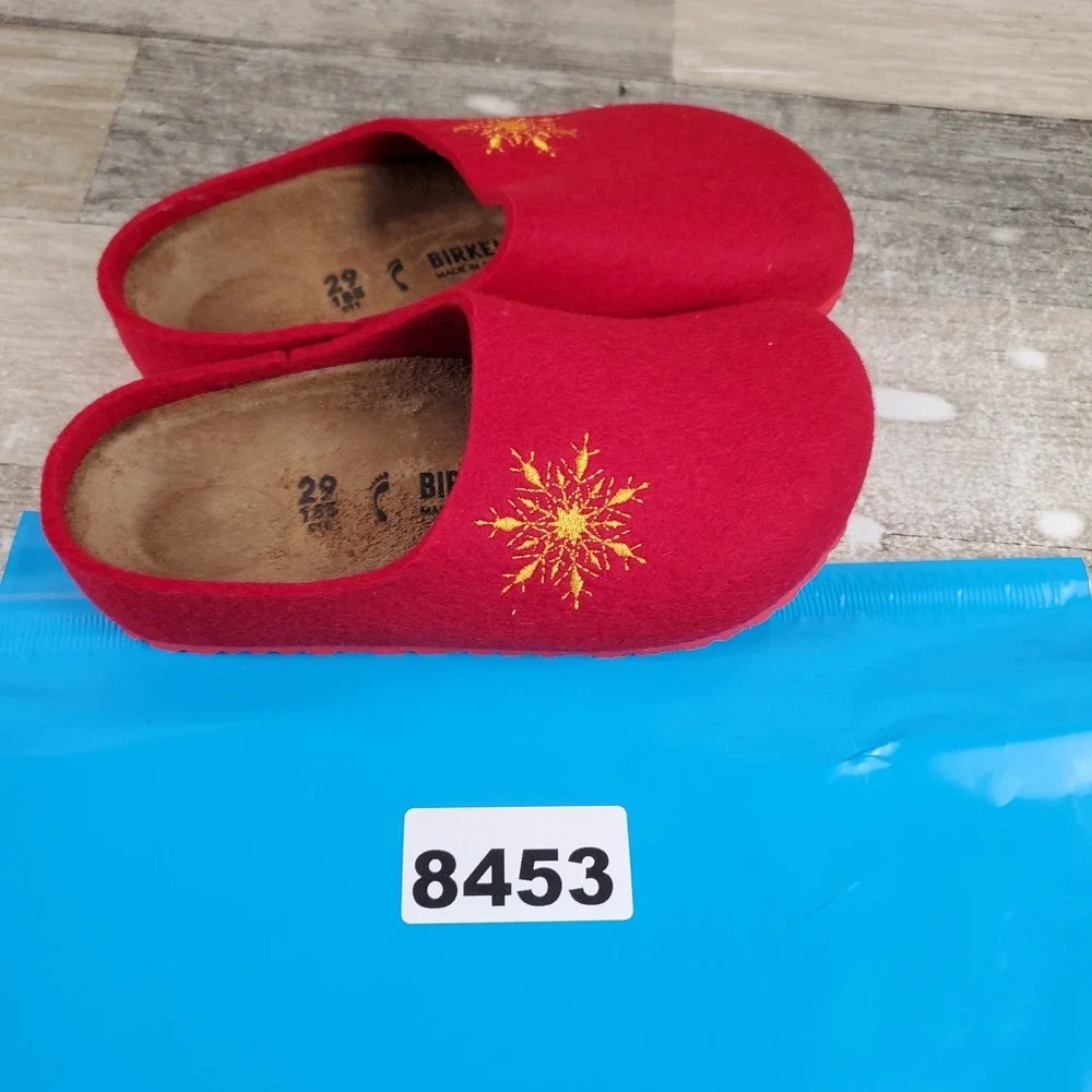 Birkenstock Kaprun Kids Clog Sz 11 Narrow Snow Stars Red Lamb Slip On Shoes